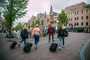 Turistas chegando em Amsterdam