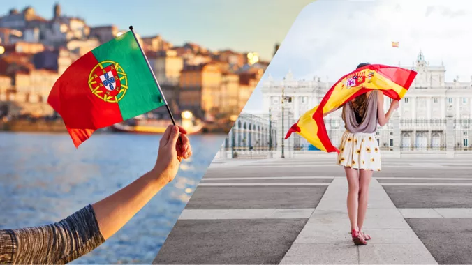 Bandeiras de Portugal e Espanha